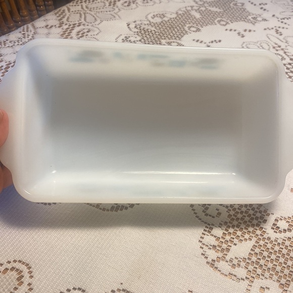 Vintage Anchor Hocking Fire King Atomic Blue Heaven Grey and turquoise loaf pan - Picture 3 of 5